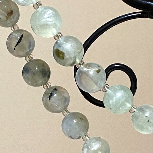 Natural Pale Green Prehnite Classic Beaded Necklace, Genuine Gemstone - Picture 10 of 13